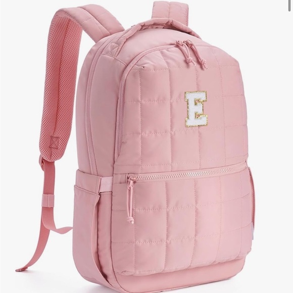 Handbags - Initial Laptop Backpack for Women, Quilted Puffer 14 Inch letter K or S only 059
